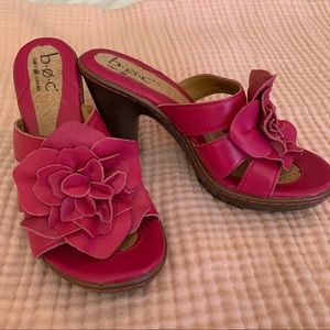 Børn Geranium Pink Slip On Mules/Kitten Heels